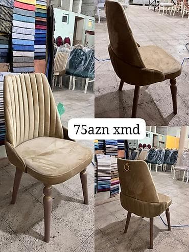 ofis ucun stul: Zərif dizaynlı yumşaq oturacaqlı stul - Material: məxməri toxunuşlu — 1