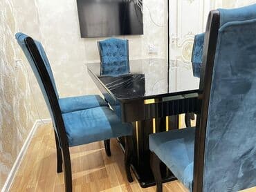 açılan stol: Qonaq otağı üçün, Yeni, Açılan, Dördbucaq masa, 6 stul — 4