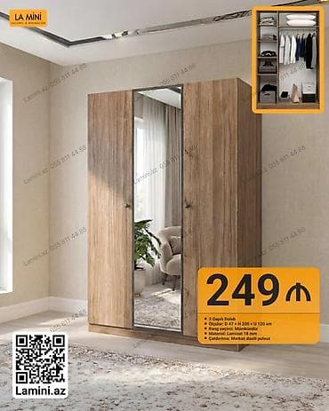 Мебель: 3 qapılı şkaf - Ölçülər: dərinlik 47 sm × hündürlük 200 sm × en 120 — 1
