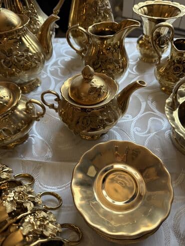 обеденный сервиз: Обеденный набор, цвет - Золотой, Фарфор, 11 персон, Чехия — 2