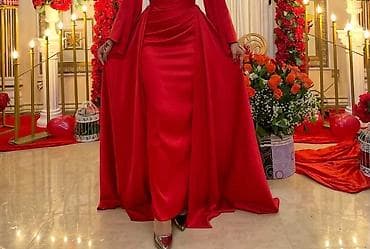 is cekmesi: Qırmızı reng toy ve ya xına paltarı - Model: Uzun, yerə qədər — 2