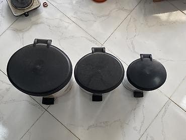 sutlac qablari: Pedallı zibil qabları dəsti – 3 ölçü Böyük 20 L - 12 Azn Orta 11 L - 9 — 4