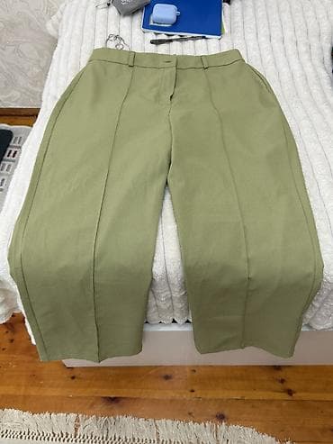 svitir: Zeytun-yaşıl rəngdə klassik qadın şalvarı - Kəsim: Yüksək bel — 2