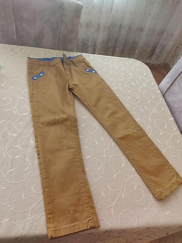 varatnik modelleri: Uşaq şalvarı – JIA PAI JEANS - Rəng: xardal (mustard) tonunda, mavi — 1