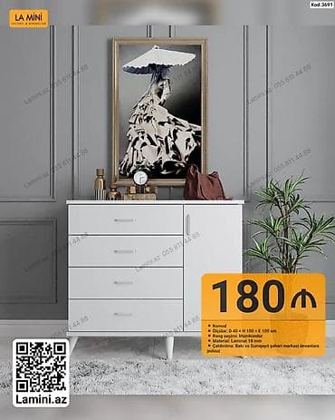 Komod Minimalist üslubda hazırlanmış, ağ rəngli komod. Model 4 lalafo.az -da Komod Minimalist üslubda hazırlanmış, ağ rəngli komod. Model 4