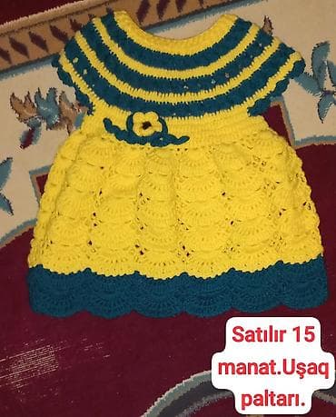 Məhsul: əl işi uşaq paltarı - Material: yun/akril qarışığı iplə əl