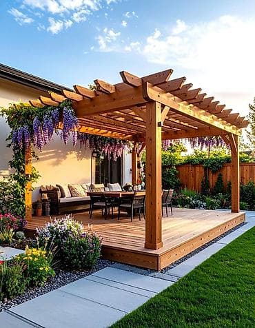 barı ağac var b: Bağ üçün taxta pergola - Material: təbii ağac (möhkəm konstruksiya — 4