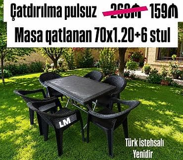 reception masa: Yeni, Dördbucaq masa, 6 stul, Qatlanan, Stullar ilə, Plastik, Türkiyə — 2