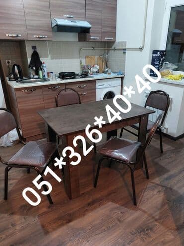 Masa və oturacaq dəstləri: Mətbəx üçün, Yeni, Açılmayan, Dördbucaq masa, 4 stul — 12