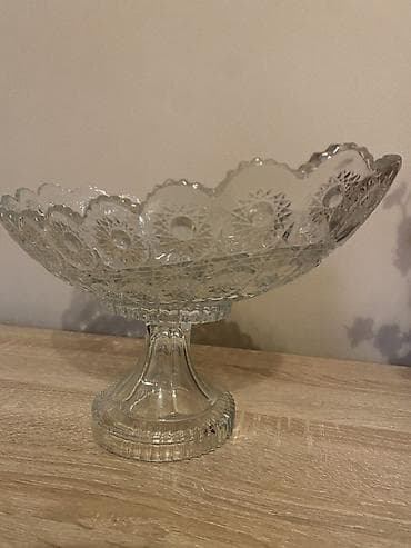 çəngəl qaşıq dəstləri: Şüşə meyvə/gülabə qabı – ayaqlı, oymalı dizayn - Material: qalın — 1