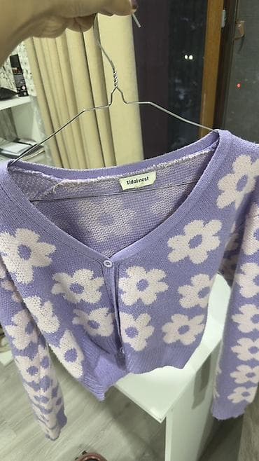 kiraye geyim: Brend: Tidalnest Model: Qızılı-bənövşəyi kardiqan - Rəng: Lavanda — 1