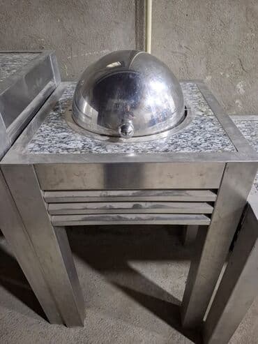 стол для кормления: Paslanmayan metaldan hazırlanmış, mərmər səthli yemək paylama stolu — 8