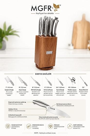 kamp ləvazimatları: MGFR bıçaq dəsti – hər detalda keyfiyyət Komplekt: - 7" / 2.5 mm — 2