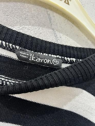 karona: Zolaqlı trikotaj sviter – Park Karon - Rəng: qara-ağ - Material — 2