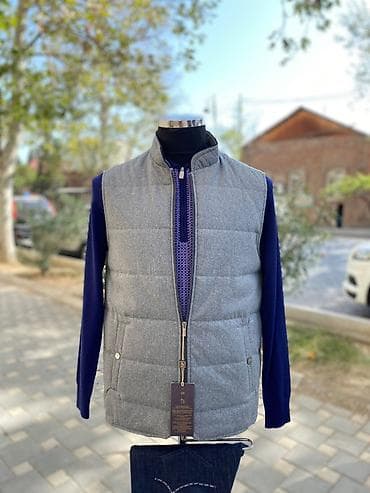 Kişi üçün isti, yüngül və rahat şişmə jilet. - Rəng: boz (kontrast
