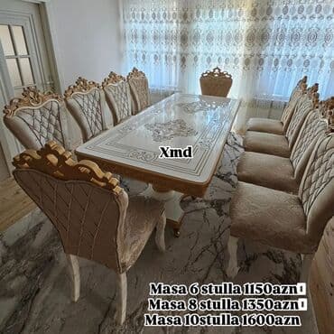 masa oturacaqlar: Qonaq otağı üçün, Yeni, Açılmayan, Oval masa, 6 stul — 2