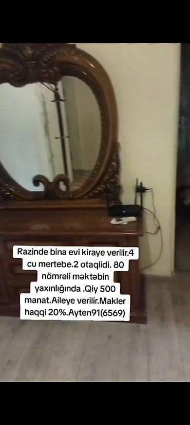 gencede ev: Razinde bina evi kiraye verilir. 4 ci mertebe. 500 azn ayligi. Sekiler — 6