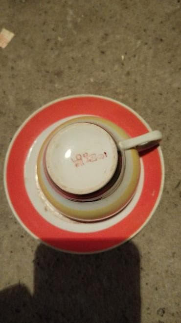 donuz yagi: Qəhvə dəsti, rəng - Qırmızı, Farfor — 2