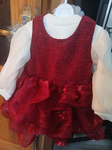 Üst geyimləri: Qız uşağı üçün bayramlıq paltar - Rəng: Bordo/qırmızı (üst hissə — 3