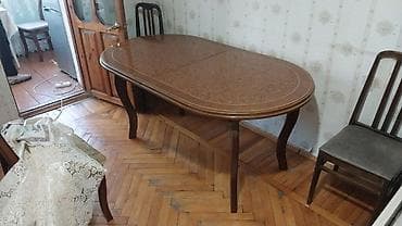 2ci el qapi: Oval formal yemək masası - Material: tam ağac karkas, üst hissə ağac — 1
