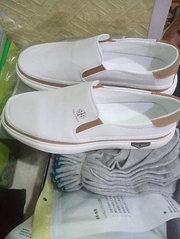 Туфли: Məhsul: Kişi slip-on ayaqqabıları - Rəng: ağ, bej/qəhvəyi detal və — 2