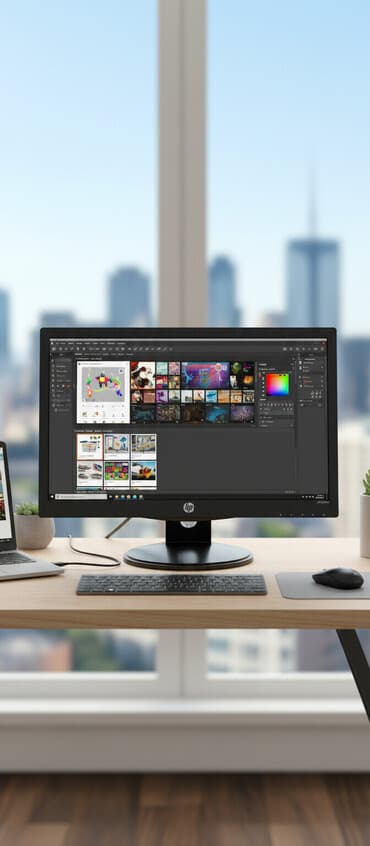 monitor 19: HP 20” LCD monitor - Model: HP 2009m (ön paneldə “HP 2009m” qeyd — 1