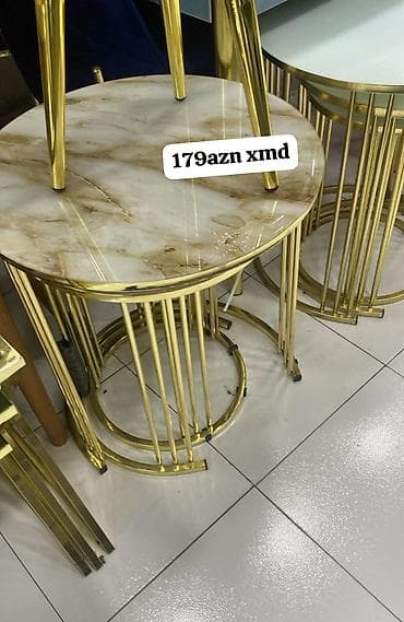 Masalar: Jurnal masası, Yeni, Açılmayan, Mərmər, Yumru masa — 1