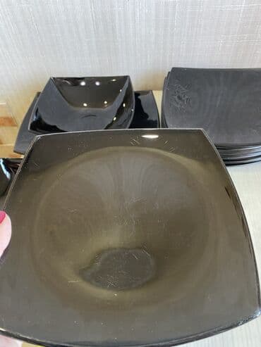 servislər: Nahar dəsti, rəng - Qara, Şüşə — 4