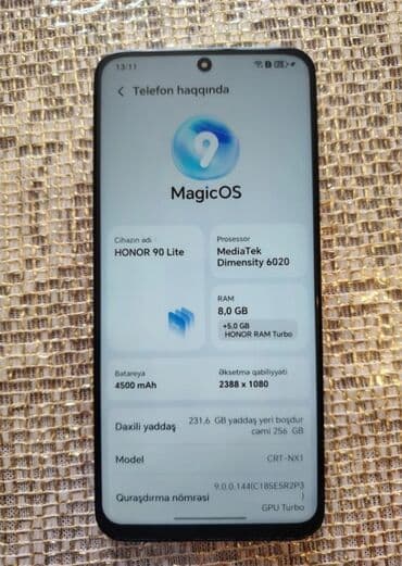 Honor 90 Lite, 256 GB, rəng - Qara, Zəmanət, Düyməli, Sensor