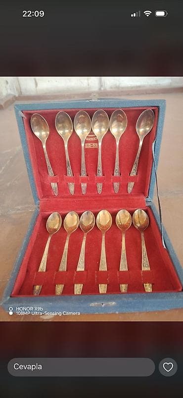 taxta qutular: 12 ədəd qaşıq dəsti – qutuda - Klassik naxışlı çay/şirniyyat — 1