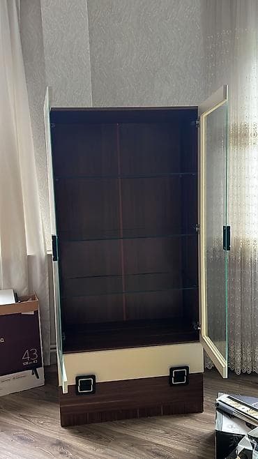 arka qapilar: Qonaq otağı üçün mebel dəsti – TV stendi/sektsiya: tünd qəhvəyi ağac — 3