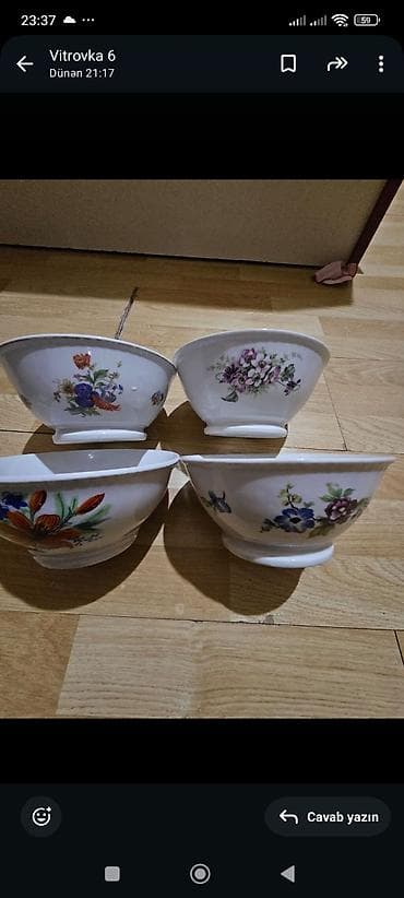 nahar serviz: Sup qabları, 4 ədədli dəst, rəng - Ağ, Farfor — 1