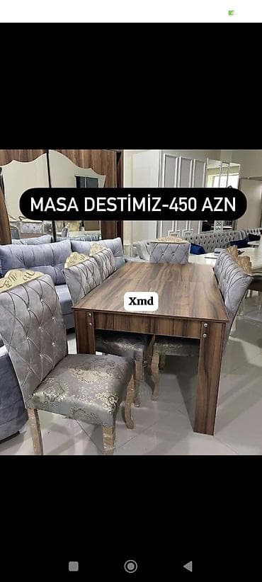yellenen stul: Masa dəsti – 450 AZN - Klassik üslubda yemək masası və yumşaq, düymə — 1