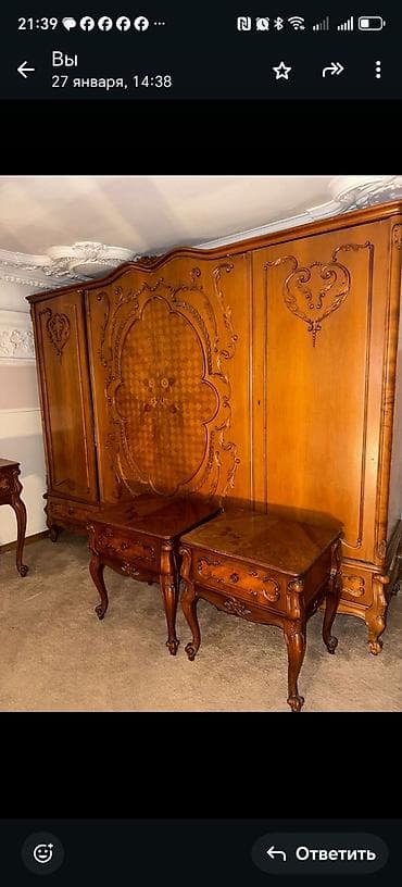 Klassik üslubda taxta yataq otağı dəsti Ruminiya D10 Tərkibi: - Böyük — 6