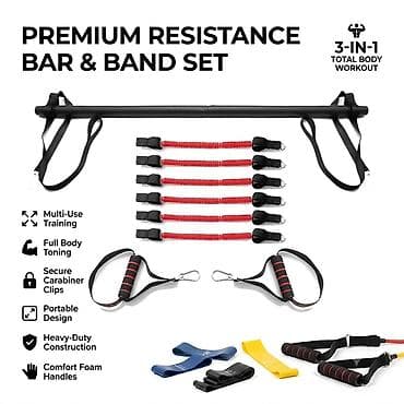 Premium Resistance Bar & Band Set – 3-in-1 tam bədən məşqi Məhsul — 1