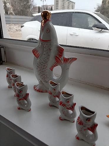 qrafin desti: Porşelen “Balıq” şüşə-servis dəsti - Material: cilalı porşelen - — 5