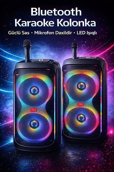 bluetooth: Bluetooth Karaoke Kolonka portativ Təkərli - Güclü səs çıxışı ilə — 1