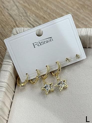 dəst çantalar: Qızılı tonlu çoxlu sırğa dəsti – Fashion Xüsusiyyətlər: - Metal — 1
