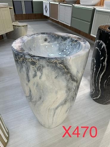 unitaz modelleri: Mərmər görünümlü sərbəst dayanan lavabos (model: X470) - Material — 1