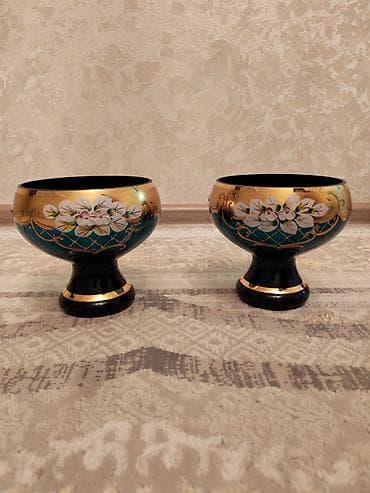 islenmis qapi satiram: Bəzəkli şüşə qablar (2 ədəd set) - Material: qalın şüşə - Rəng — 1