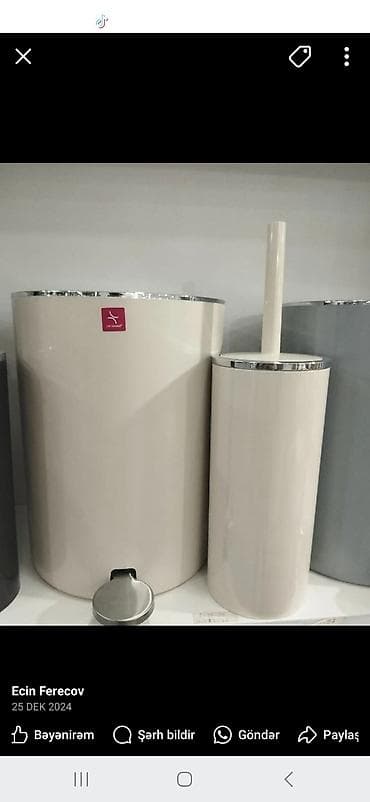 Hamam üçün 2-li dəst – pedallı zibil qabı və tualet fırçası qabı - — 1