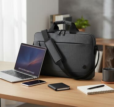 HP markalı noutbuk çantası - Rəng: tünd boz (melanj toxumalı parça) -