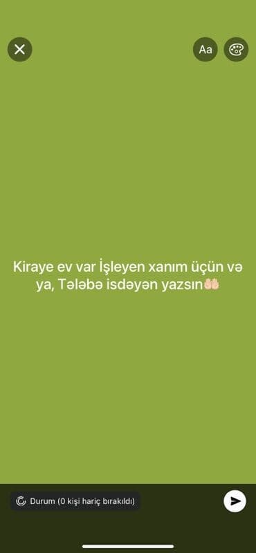 Mənzil alıram: Kirayə mənzil təklifi. Uyğunluq: - İşləyən xanım üçün və ya tələbə — 1