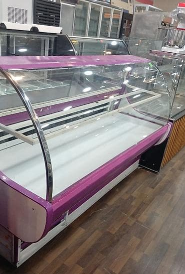 Vitrinli soyuducu tezgah - Qabarıq şüşəli, ön tərəfdən məhsulların