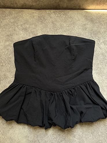 salvar: Qara strapless üst (korset tipli bluz) - Rəng: qara - Model — 4