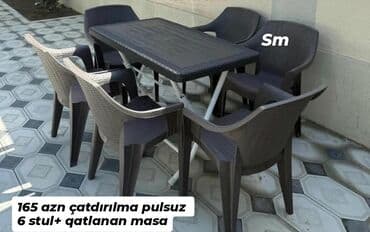 stol desdi: Mətbəx üçün, Dördbucaq masa, 4 stul — 15