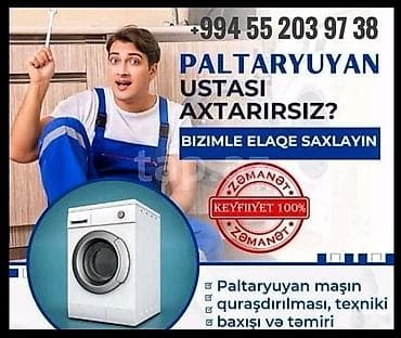 Hər növ paltaryuyanlarin təmi̇ri̇.Gördüyümüz hərbi̇r i̇şə və