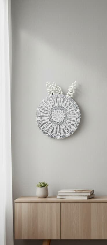 Dekorativ divar pannosu – krujeva motivli dairəvi kompozisiya