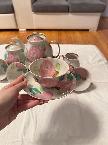 servis: Çay dəsti, rəng - Çəhrayı, Farfor — 4