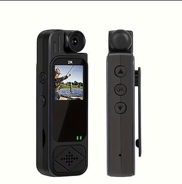 mikrofon mini: 2K mini bədən kamerası – fırlanan obyektivli, ekranlı, klipsli — 1